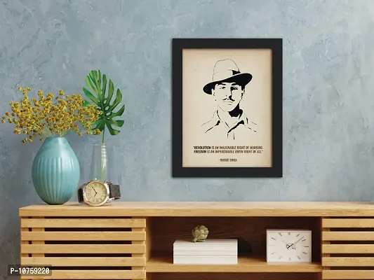 inspire TA Bhagat Singh Poster Freedom Fighters Inspirational Quotes Painting For Office Room Wall Frames, Wall Art Laminated Poster With Black Frames (12 X 9 INCH)-thumb2