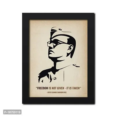 inspire TA Subhas Chandra Bose Poster Freedom Fighters Inspirational Quotes Painting For Office Room Wall Photo Frames, Wall Art Laminated Poster With Black Frames (12 X 9 INCH)-thumb0