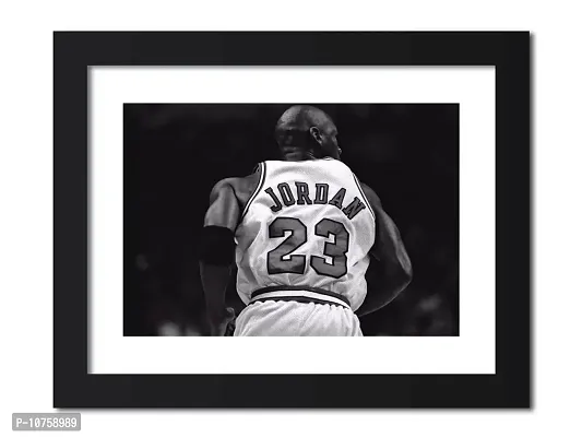 inspire TA Michael NBA Legend of Basketball Painting for Office & Room Photo Framed Posters (12 inches x 9inches)