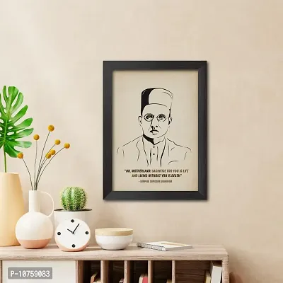 inspire TA Vinayak Damodar Savarkar Poster Freedom Fighters Inspirational Quotes Paintings For Office Room Wall Frames, Wall Art Laminated Poster With Black Frames (12 X 9 INCH)-thumb3