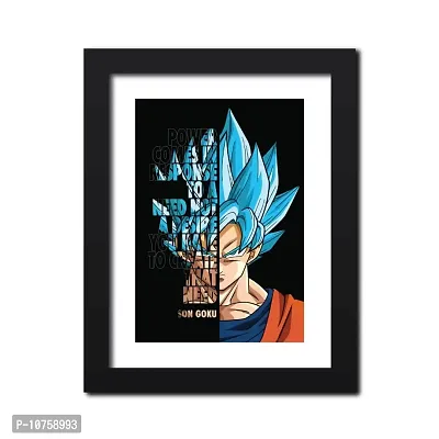 inspire TA Goku Poster Dragon Ball Anime Quotes Painting Wall Frames, Wall Art Laminated Poster With Black Frames (12 X 9 INCH)