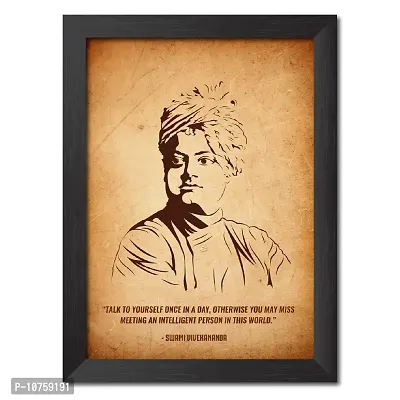 inspire TA Swami Vivekananda Poster Freedom Fighters Inspirational Quotes Paintings For Office Room Wall Frames, Laminated Poster With Black Frame (12 X 9 INCH)-thumb0