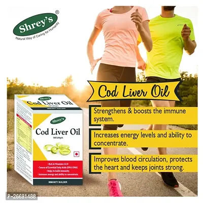 Shrey's Cod Liver Oil | Vitamins A  D | Boost Immunity | Increase Energy Level | Supports Healthy Heart | Maintain Healthy Brain and Vision Health - 100 Capsules (Immunity Booster)-thumb3