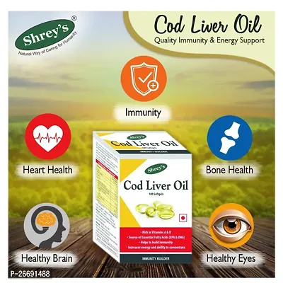 Shrey's Cod Liver Oil | Vitamins A  D | Boost Immunity | Increase Energy Level | Supports Healthy Heart | Maintain Healthy Brain and Vision Health - 100 Capsules (Immunity Booster)-thumb4