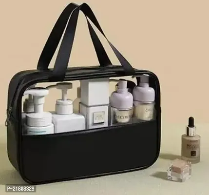 Toiletry Bag for Women and Men Matte Translucent Makeup Bag Cosmetic Bag with Handy Handle Water resistant Travel Toiletry Organizer for Accessories Black Toiletry Bag Wash Make Up Bag Waterproof Cosmetic Bag Women-thumb0
