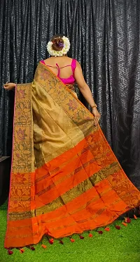 Stylish Yellow Cotton Saree with Blouse piece For Women-thumb2