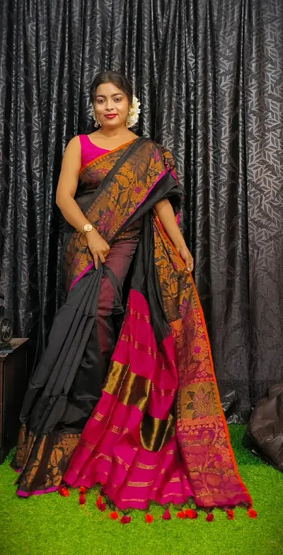 New In Cotton Silk Saree with Blouse piece 