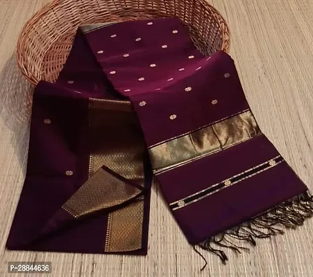 Stylish Purple Cotton Saree with Blouse piece For Women-thumb0