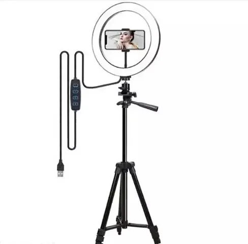 10 Inches LED Ring Light for Camera, and Video Shooting, Makeup with 7 Feet Long Foldable and Lightweight Ring Light Stand