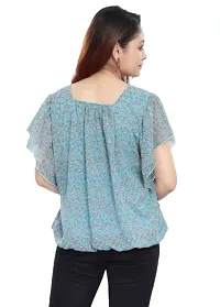 Stylish Green Georgette Floral Print Top For Women-thumb1