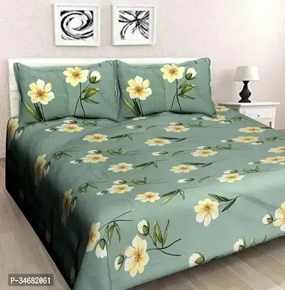 Zabolon cotton double bedsheet super fine quality Size 90x60 bedsheet with 2 pillow cover pack of 1-thumb0