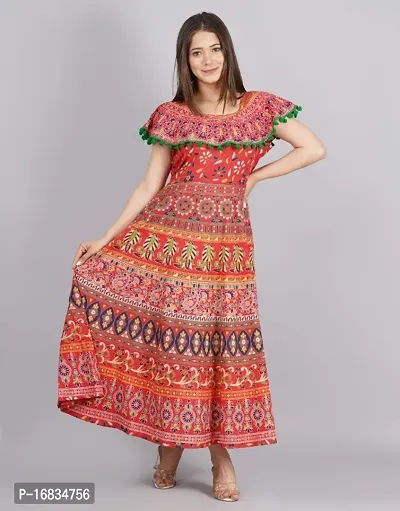 Trendy Woman Cotton Hand Block Printed  Anarkali With Half Sleeves-thumb0