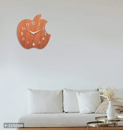 Gudki Wooden Analogue Apple Shape Wall Clock (30 cm x 30 cm , Multicolour)-thumb4