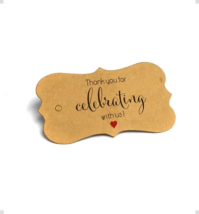 Gudki Thank You Tags Labels Hanging Cards Perfect for Gifts Weddings 4x7 cm (Brown) - Pack of 50