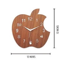 Gudki Wooden Analogue Apple Shape Wall Clock (30 cm x 30 cm , Multicolour)-thumb1