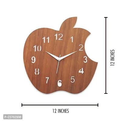 Gudki Wooden Analogue Apple Shape Wall Clock (30 cm x 30 cm , Multicolour)-thumb2