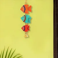 Gudki Fish Handmade and Hand-Painted Garden Decorative Wall Hanging in Terracotta (Multicolour)-thumb1