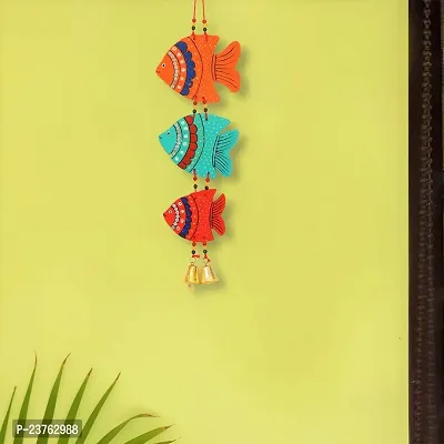 Gudki Fish Handmade and Hand-Painted Garden Decorative Wall Hanging in Terracotta (Multicolour)-thumb2