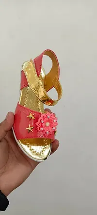 Comfortable Pink Synthetic Self Design Comfort Sandals For Kids Girls