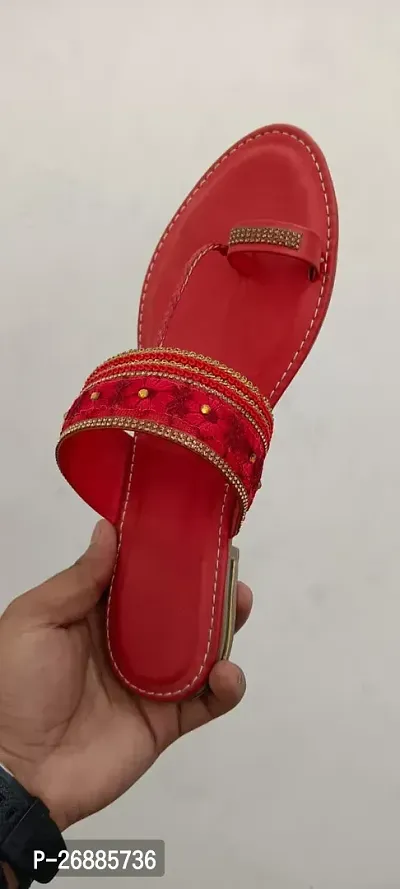Elegant Red Synthetic Woven Design Fashion Flats For Women