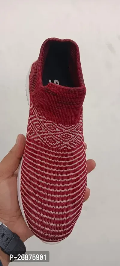 Elegant Maroon Mesh Casual Shoes For Women
