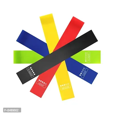 24-inch, Set of 5 Bands for Physical Therapy, Stretching, Home Fitness, Yoga Resistance Tube  (Red, Black, Green, Yellow, Blue)