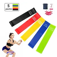 24-inch, Set of 5 Bands for Physical Therapy, Stretching, Home Fitness, Yoga Resistance Tube  (Red, Black, Green, Yellow, Blue)-thumb2