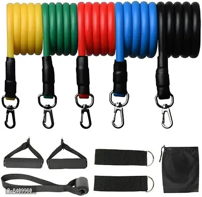 11 PC Latex Resistance Band Strength Training Bands Tube Set for Fitness in Home Resistance Tube  (Multicolor)
