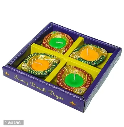 Clay Diya, Candle for Diwali Lighting Decoration, Gift, Pooja Home Deacute;cor Item, Set of 4