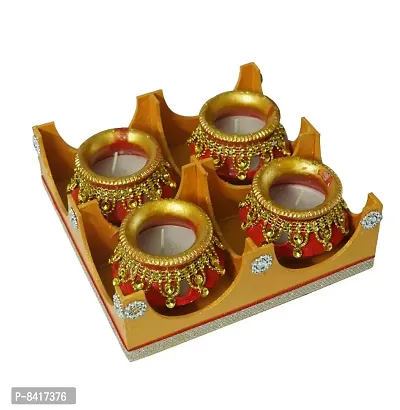 Matki Shape Clay Diya Candle, Diya for Diwali Lighting Decoration, Diwali Gift, Home Deacute;cor Item, Set of 4-thumb0