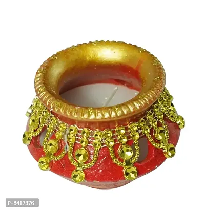 Matki Shape Clay Diya Candle, Diya for Diwali Lighting Decoration, Diwali Gift, Home Deacute;cor Item, Set of 4-thumb2