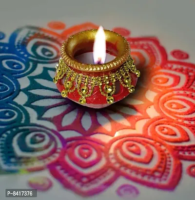 Matki Shape Clay Diya Candle, Diya for Diwali Lighting Decoration, Diwali Gift, Home Deacute;cor Item, Set of 4-thumb4