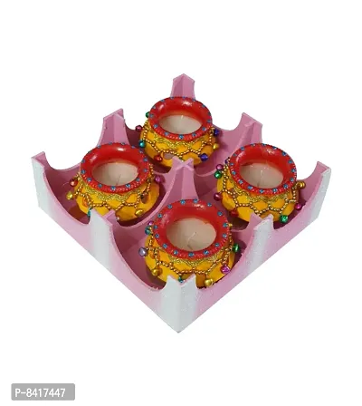 Matki Shape Clay Diya Candle, Diya for Diwali Lighting Decoration, Diwali Gift, Home Deacute;cor Item, Set of 4-thumb0