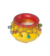 Matki Shape Clay Diya Candle, Diya for Diwali Lighting Decoration, Diwali Gift, Home Deacute;cor Item, Set of 4-thumb3