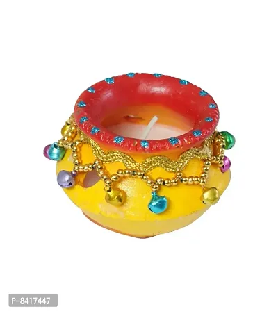 Matki Shape Clay Diya Candle, Diya for Diwali Lighting Decoration, Diwali Gift, Home Deacute;cor Item, Set of 4-thumb4