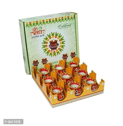 Clay Diya, Candle for Diwali Lighting Decoration, Gift, Pooja Home Deacute;cor Item, Set of 9-thumb0