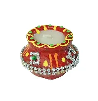 Clay Diya, Candle for Diwali Lighting Decoration, Gift, Pooja Home Deacute;cor Item, Set of 9-thumb3