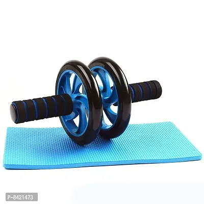 Portable Abdominal Double Wheel Gym For Exercise Fitness Equipment Workout Ab Exerciser  (Black, Blue)