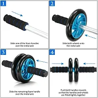 Portable Abdominal Double Wheel Gym For Exercise Fitness Equipment Workout Ab Exerciser  (Black, Blue)-thumb2