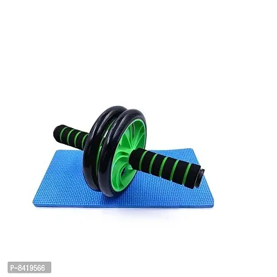 Portable Abdominal Double Wheel Gym For Exercise Fitness Equipment Workout Ab Exerciser  (Black, Green)-thumb5