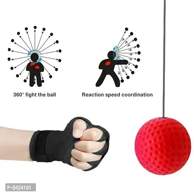 The Boxing Reflex Ball with Headband and Cotton Mask for Speed Reactions; Punching; Fight Skill and Hand-Eye Coordination (Red) .-thumb3