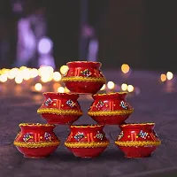 Matki Shape Clay Diya Candle, Diya for Diwali Lighting Decoration, Diwali Gift, Home Deacute;cor Item, Set of 6-thumb2