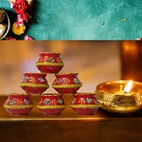 Matki Shape Clay Diya Candle, Diya for Diwali Lighting Decoration, Diwali Gift, Home Deacute;cor Item, Set of 6-thumb4