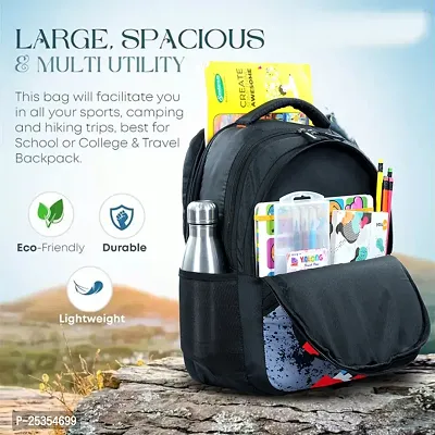 Medium 30 L Backpack GIRLS MANS Polyester 30 L DESIGNER PRINT School Backpack for Girls  (Black)-thumb5