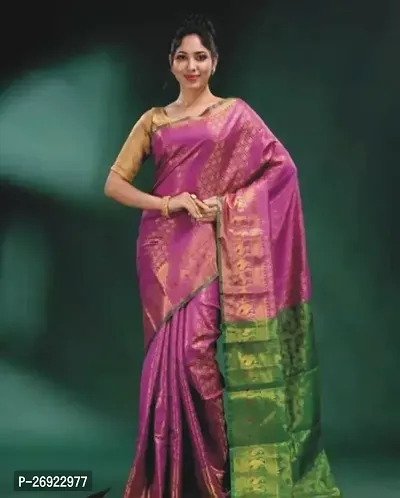 Stylish Brocade Pink Jacquard Saree With Blouse Piece-thumb0