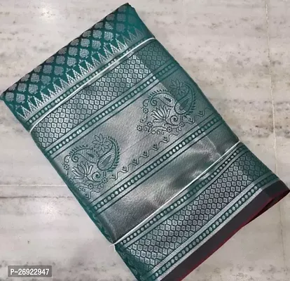 Stylish Art Silk Green Jacquard Saree With Blouse Piece-thumb0