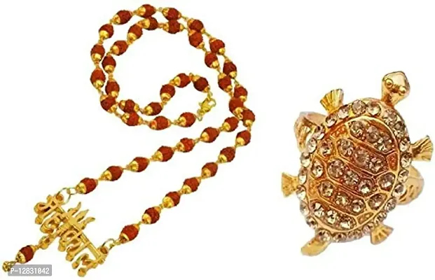 PS CREATION Mahakal Shiva Pendant with Rudraksha  Black Glass Beads Mala for Men RING