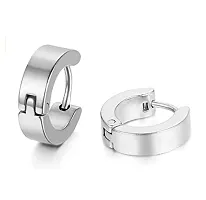 PS CREATION Stainless Steel Black Silver Piercing Hoop Bali Stud Earrings Combo pack Ear rings for men boys boyfriend girls Women-thumb4