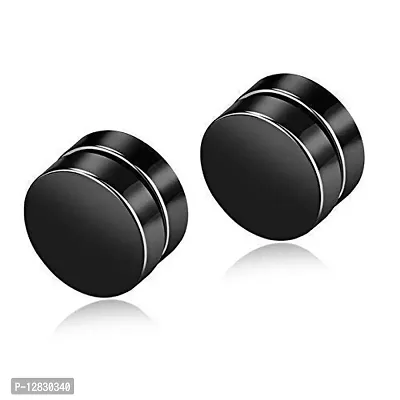 PS CREATION Magnet Stud and Black Colour Auto Lock Non-Piercing Stainless Steel Bali Earring for Men-thumb3