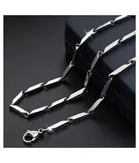 PS CREATION Perfect Stainless Steel Silver Rice Chain For Boys And Men (Silver)-thumb1